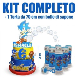 Kit Festa Sonic Essential – Torta Scenografica 3D Personalizzata + 12 Bolle di Sapone