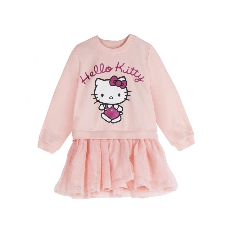 Felpa Hello Kitty con Gonna in Tulle – Abito Sportivo in Spugna Francese – Taglia 5 Anni (110 cm)