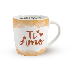 Tazza Larga in Ceramica con Frase "Ti Amo" - Senza Manico, Confezione Regalo, Adatta a Microonde e Lavastoviglie