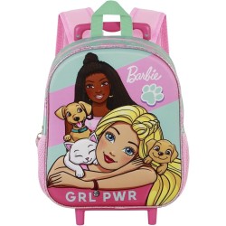 Zaino Trolley Asilo Barbie 3D con Ruote – Zainetto Piccolo Rosa 34 cm Scuola Materna e Viaggio