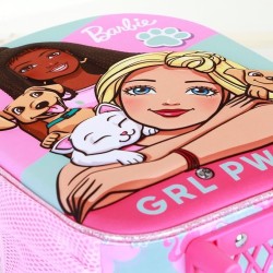 Zaino Trolley Asilo Barbie 3D con Ruote – Zainetto Piccolo Rosa 34 cm Scuola Materna e Viaggio
