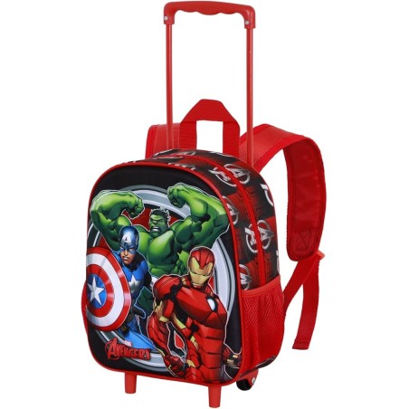 Avengers Zainetto Trolley 3D con Ruote Piccolo – Zaino Scuola Materna e Viaggio Bambino 26x34 cm