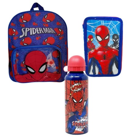 Set Scuola Spider-Man Marvel – Zaino 3D, Astuccio 3 Zip Completo e Borraccia Alluminio