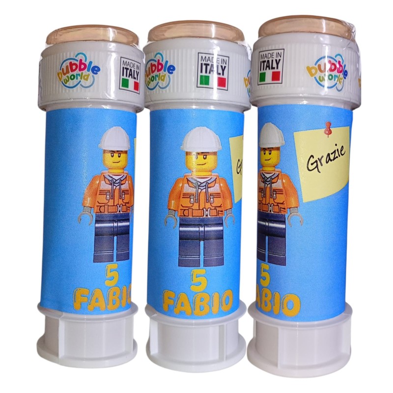 Bolle di Sapone Lego Personalizzate – Regalini Fine Festa con Labirinto Integrato (60 ml)