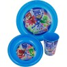 Set Pappa PJ Masks 3 Pezzi – Piatto Piano, Ciotola e Bicchiere per Bambini