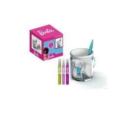 Set Creativo Barbie – Tazza Portapenne con 4 Pennarelli e 3 Fogli da Colorare