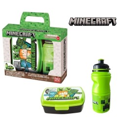 Set Pranzo Minecraft – Porta Merenda e Borraccia 400 ml – Scuola e Tempo Libero