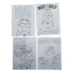 Set Disegno Minions: 6 Matite Colorate, 8 Scene da Colorare e 15 Stickers per Bambini