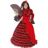 Costume Spagnola in Velluto di Lusso per Bambine (5-11 Anni) - Completo di Velo, Ventaglio e Sottogonna