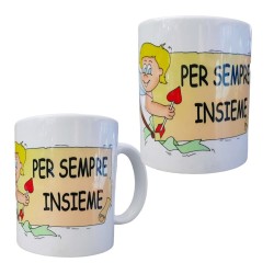 Tazza in Ceramica “Per Sempre Insieme” con Puttino – Idea Regalo Amore 325 ml
