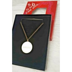 Collana con Medaglione dorato Amore 6 Unica San Valentino in Scatola CM 80