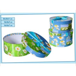 Set 3 Scatole Regalo con Margherite e Nastrino Azzurro – Eleganti, Resistenti, Riutilizzabili