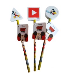 Matite Disney Mickey Mouse con Gomma 3D Sagomata - Expo da 24 pz