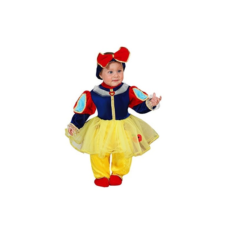 Costume Biancaneve Neonato - Travestimento per Bambina in Ciniglia e Tulle - Taglie 3/6 Mesi a 13/18 Mesi