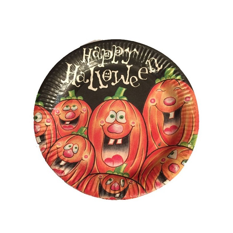 Piatti piani festa zucche halloween 23cm grande Conf.6 Pz