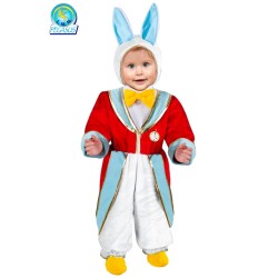 Costume di Carnevale Neonato Biancoconiglio con Cappello, Tutina e Copriscarpette Taglie 3/6 Mesi, 6/9 Mesi, 10/12 Mesi
