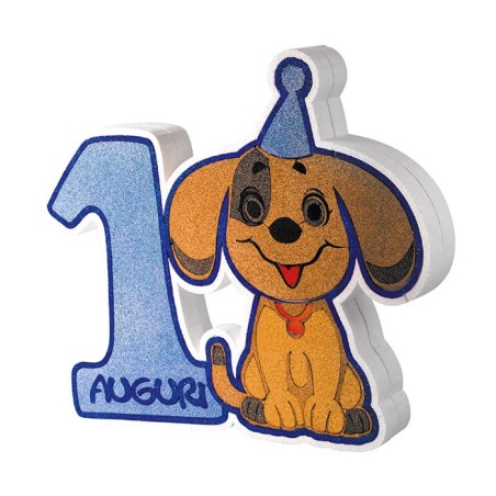 SAGOMA CAGNOLINO 1 ANNO POLISTIROLO ADDOBBO PRIMO ANNO COMPLEANNO FESTA PARTY