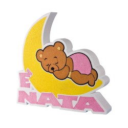 ADDOBBO TAVOLA NASCITA E' NATO/A. ORSETTO CHE DORME SULLA LUNA