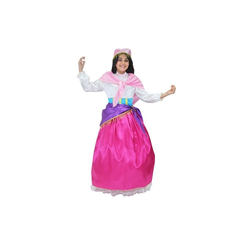 Costume di Carnevale Esmeralda Bambina – Vestito con Sottogonna, Scialle e Accessori, Taglie 5-14 Anni