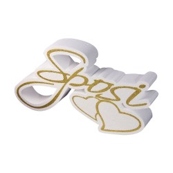 SCRITTA OGGI SPOSI CON CUORI D'ORATA, DECORO MATRIMONIO TAVOLO CERIMONIA 40X24X5CM