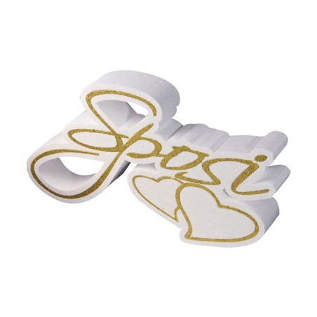SCRITTA OGGI SPOSI CON CUORI D'ORATA, DECORO MATRIMONIO TAVOLO CERIMONIA 40X24X5CM
