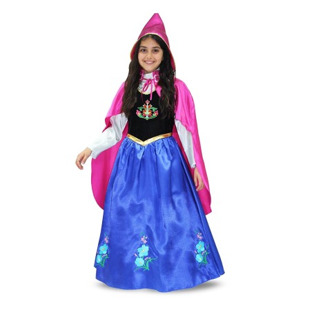Costume di Carnevale La Fioraia Bambina - Vestito con Mantellina, Cappuccio, e Sottonna a Cerchi - Taglie 7/8 e 9/10 Anni