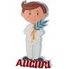 Sagoma Prima Comunione Bimbo con Glitter, H 70 cm, Decorazione con Base d'Appoggio e Scritte Auguri