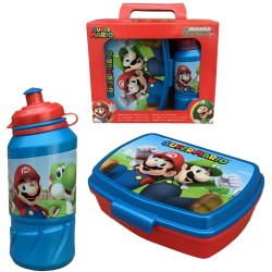 Set Pranzo Super Mario Bros – Borraccia 400 ml e Portamerenda – Scuola e Sport