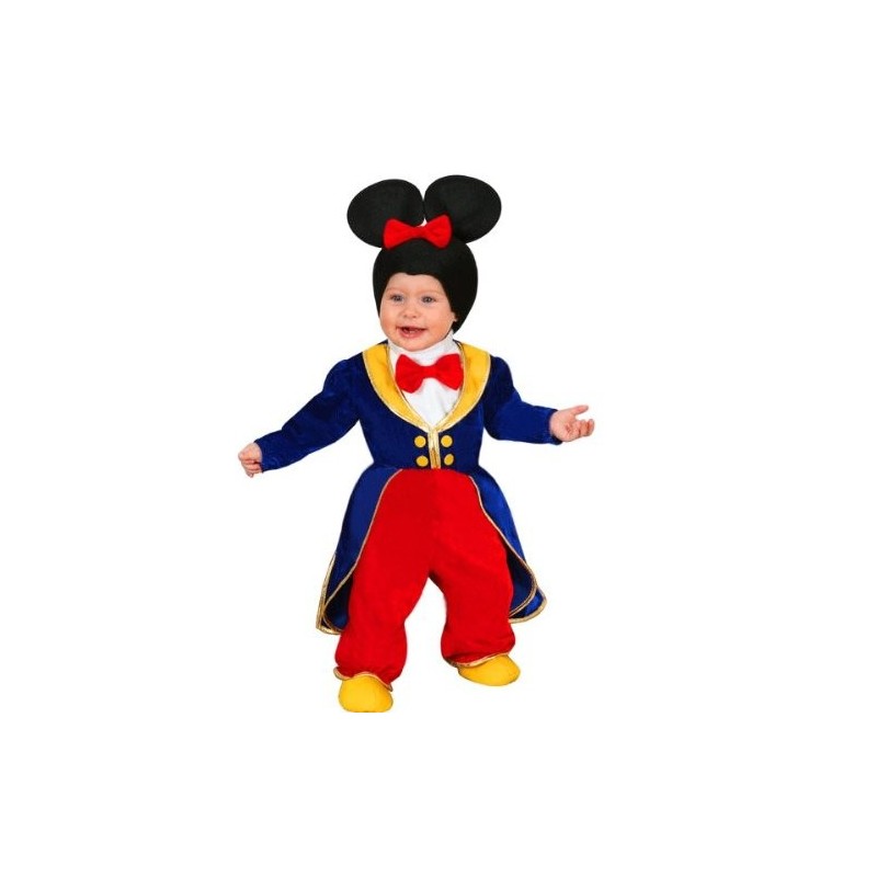 Costume di Carnevale per Neonato "Topoletto" - Tutina con Frack, Cappello e Copriscarpette, Taglie 0-12 Mesi