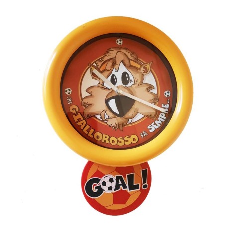 "Orologio da Parete con Pendolo Giallo e Rosso - 18cm - Perfetto per la Cameretta di un Vero Tifoso"