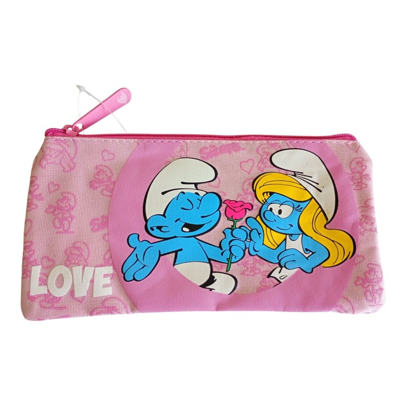 Bustina Astuccio Portacolori Rosa Puffi – Portapastelli e Matite 22x11 cm per Scuola e Tempo Libero