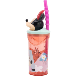 BICCHIERE CON CANNUCCIA RIPIEGABILE MINNIE DISNEY PERSONAGGIO 3D 360 ml VIAGGIO E SCUOLA BAMBINA