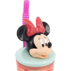 BICCHIERE CON CANNUCCIA RIPIEGABILE MINNIE DISNEY PERSONAGGIO 3D 360 ml VIAGGIO E SCUOLA BAMBINA