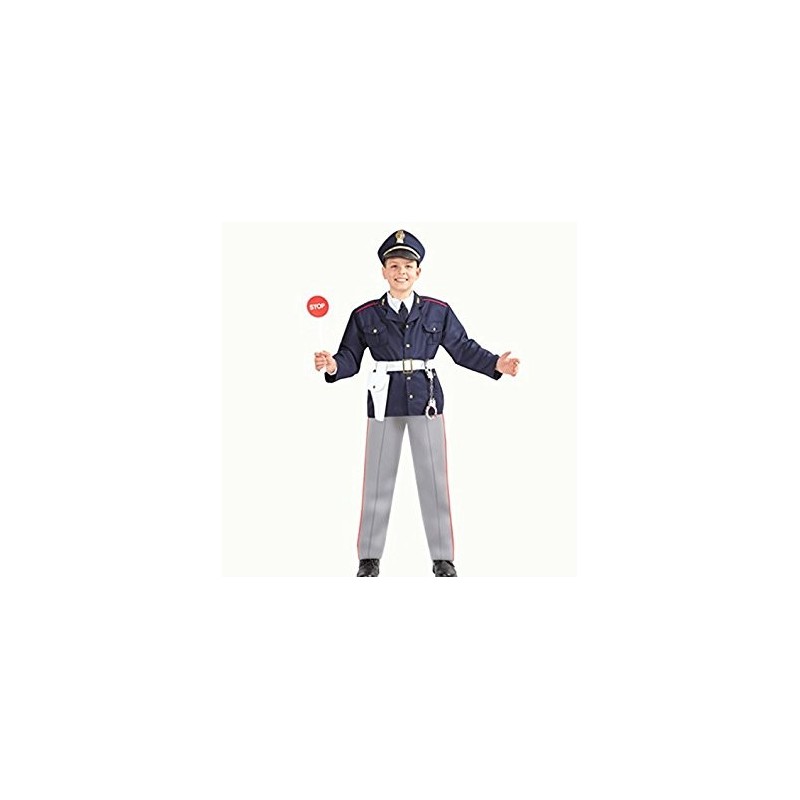 Costume di Carnevale Poliziotto Bambino – Completo con Accessori (Giacca, Cappello, Distintivo, Paletta, Manette, e Altro)