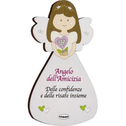 Magnete Angelo dell’Amicizia in Legno Naturale con Sonaglino – Simbolo di Confidenze, Risate e Legami Autentici