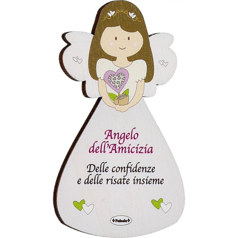 Magnete Angelo dell’Amicizia in Legno Naturale con Sonaglino – Simbolo di Confidenze, Risate e Legami Autentici