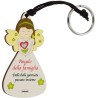 "Portachiavi Angelo Custode della Famiglia in Legno con Fiore - 9 cm"